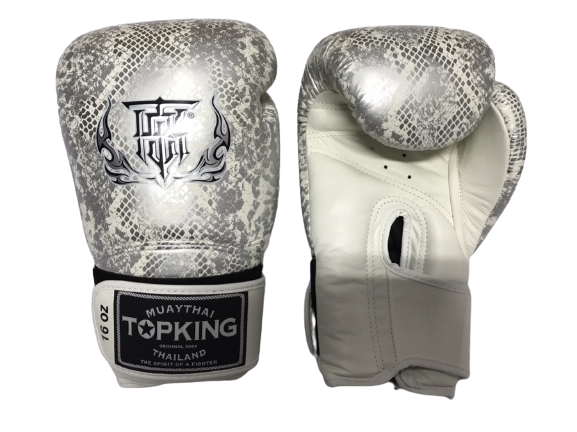 Top King Boxing Gloves "Super Snake" TKBGSS-02 White Silver No Air N