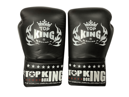 Top King Boxing Gloves Lace Up TKBGSC  Black