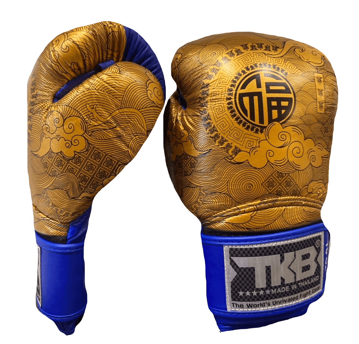 Top King Boxing Gloves TKBGCT-CN01 Blue with "FOOK" & "DOUBLE HAPPINESS" Top King