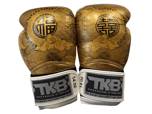 Top King Boxing Gloves TKBGCT-CN01 White with  "FOOK" & "DOUBLE HAPPINESS"