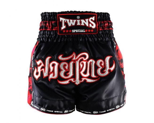 Twins Muay Thai Shorts TBS-SKULL Red Black